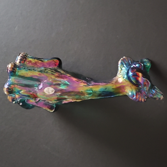 Fenton 11" Winking Alley Cat Emerald Forest Green Iridescent Art Glass Sculpture - Picture 10 of 14